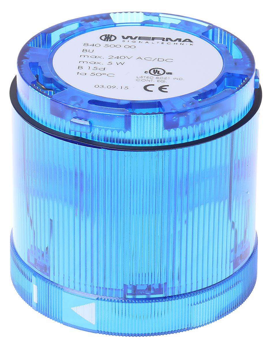 Werma 840 Series Blue Steady Effect Beacon Unit, Filament Bulb 230V ac/dc, AC/DC, IP54