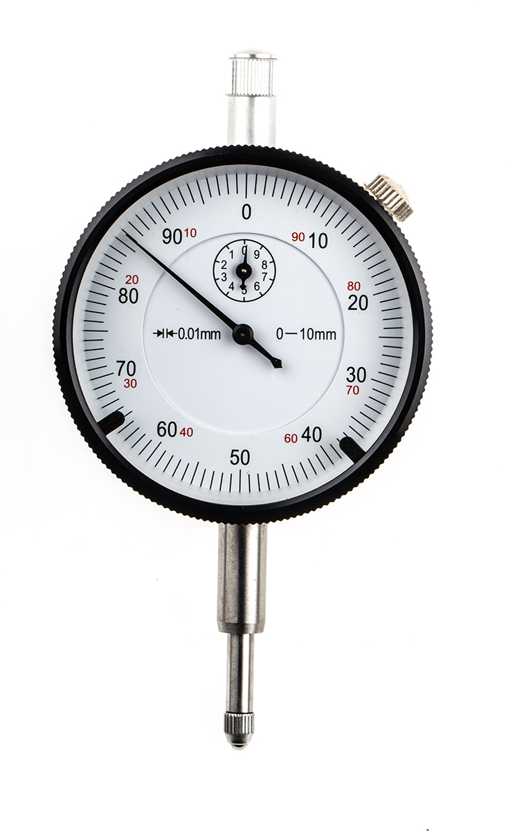 841-2561 RS PRO Metric Dial Indicator 10 mm Max. Measurement, 0.01 mm Resolution, ±0.008 mm Accuracy
