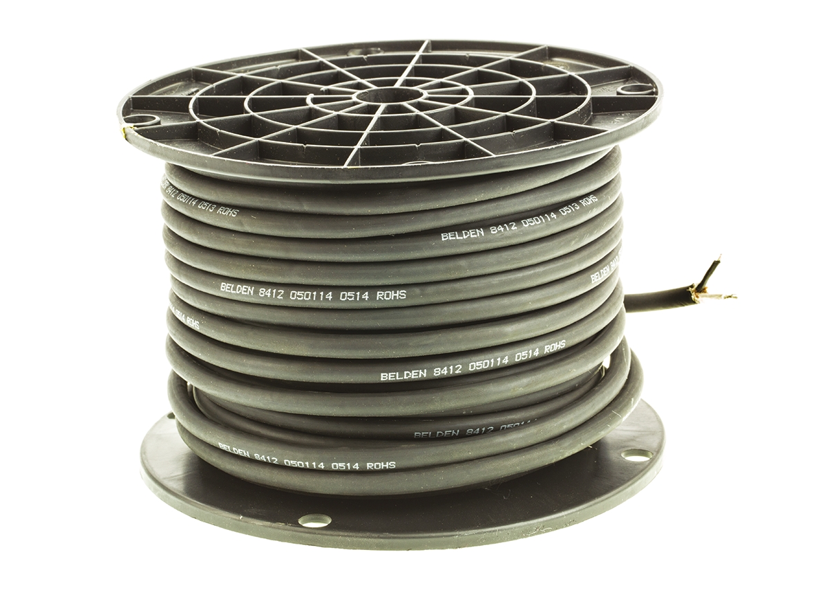 8412-010100 Belden 8412 Series 2 Core Screened, 6.65 mm OD, 30 m, Black