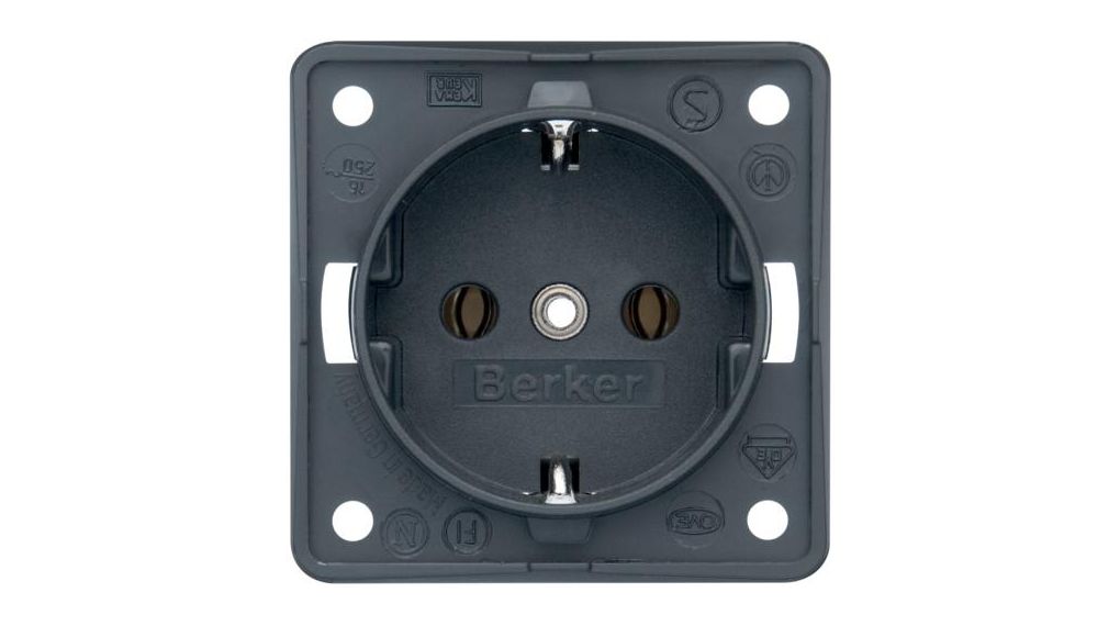 Berker 841 Black Plug Socket, 16A, Type F