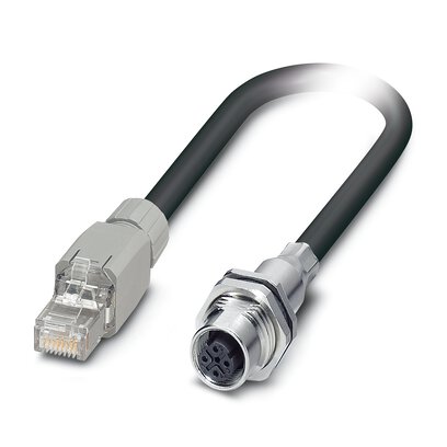 Phoenix ContactNBC, 250mm Cat5, Black M12 to Female RJ45 Male Shielded, Terminated Polyethylene Sheath