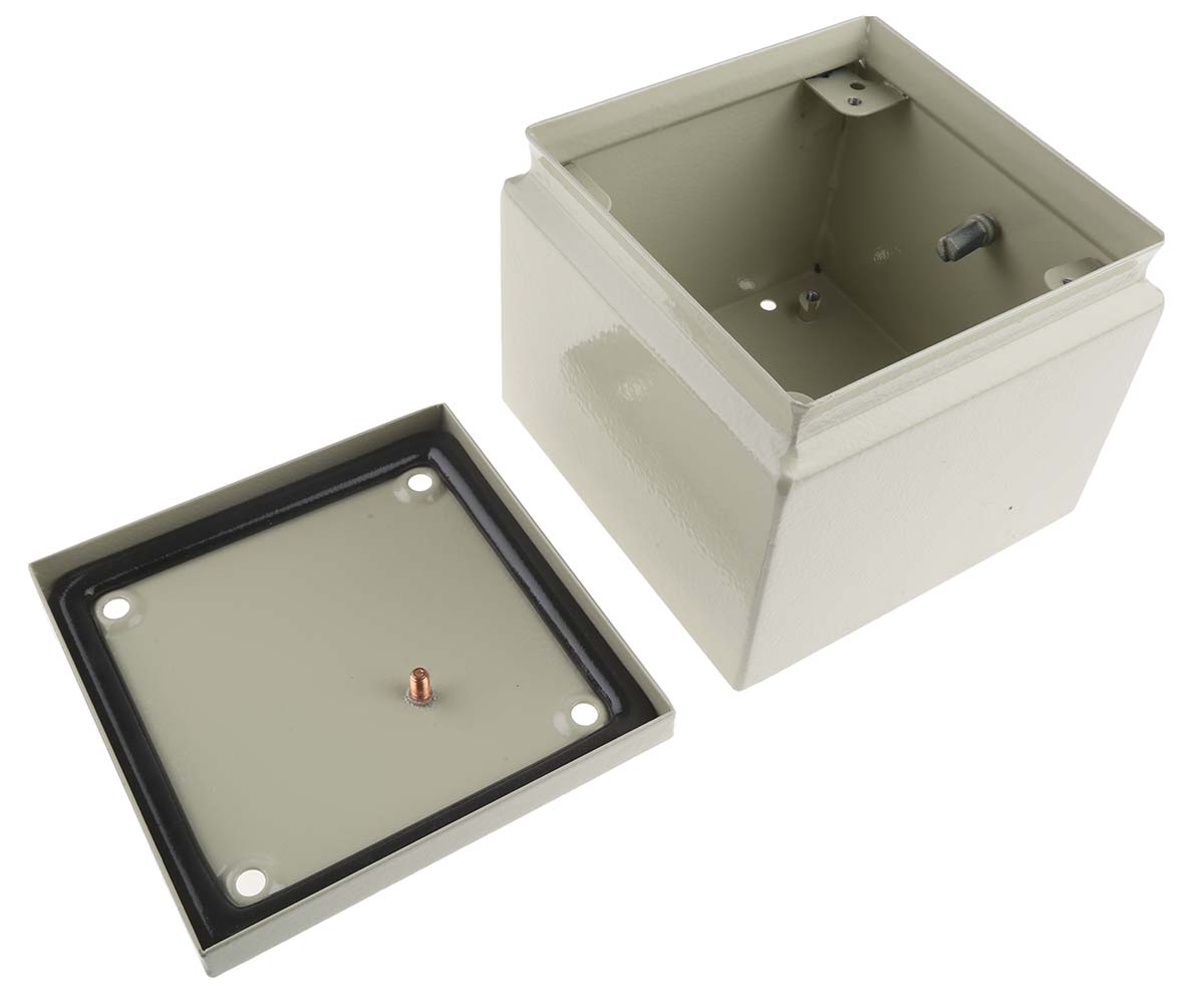 842-8308 RS PRO TL Series Grey Steel Terminal Box, IP66, 150 mm, 150mm 120 mm