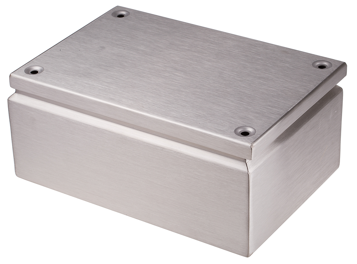 RS PRO TLX Series Unpainted Stainless Steel Terminal Box, IP66, 300 mm, 200mm 120 mm