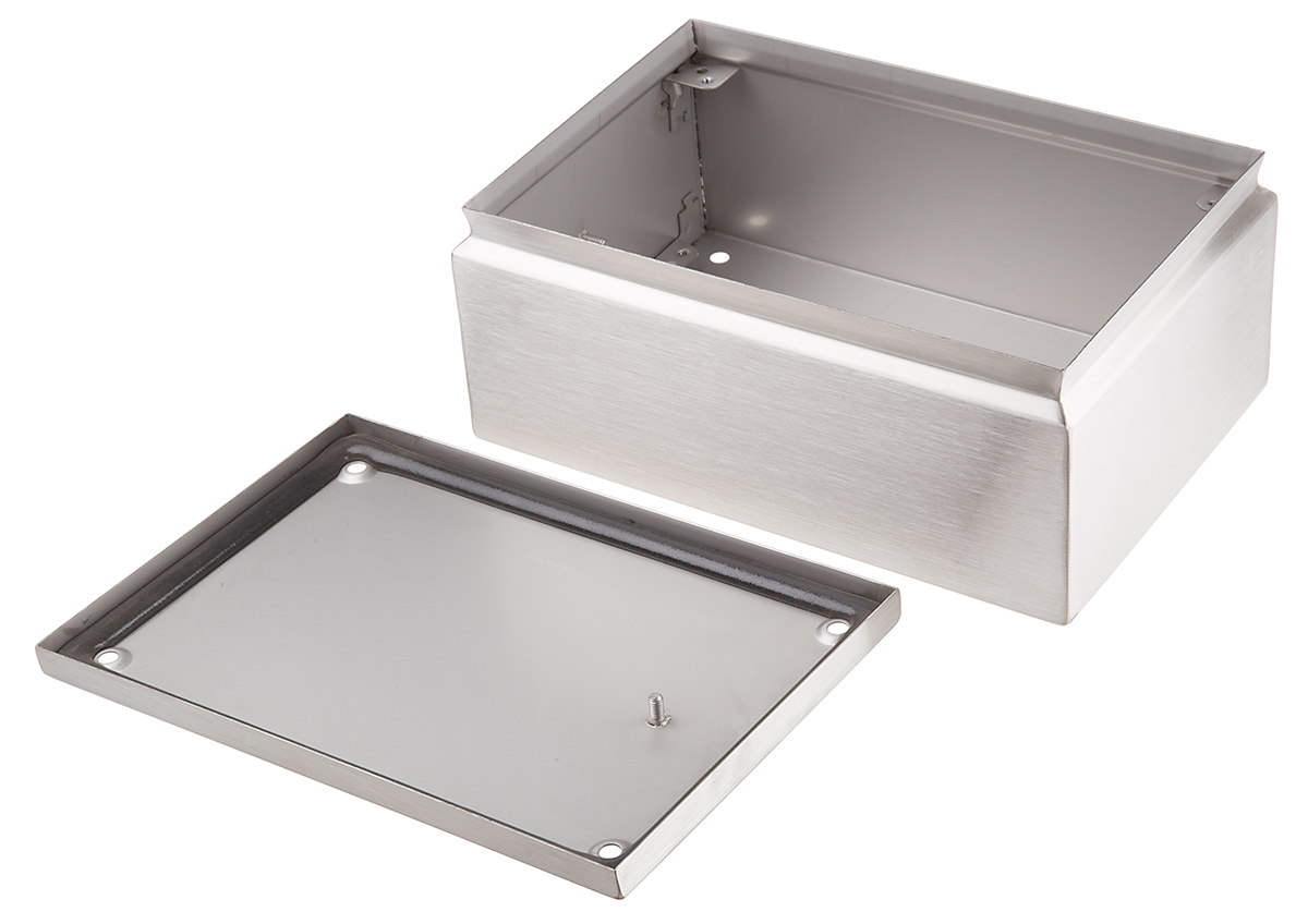 842-8320 RS PRO TLX Series Unpainted Stainless Steel Terminal Box, IP66, 300 mm, 200mm 120 mm