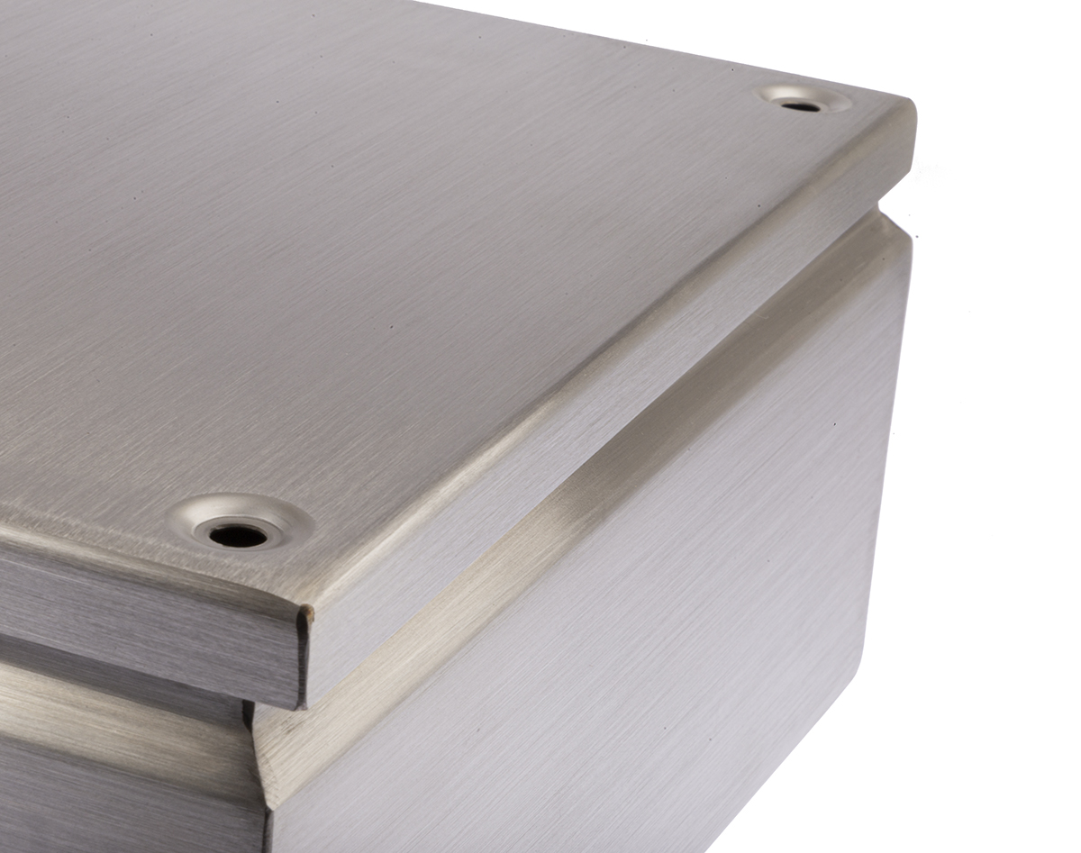 842-8320 RS PRO TLX Series Unpainted Stainless Steel Terminal Box, IP66, 300 mm, 200mm 120 mm