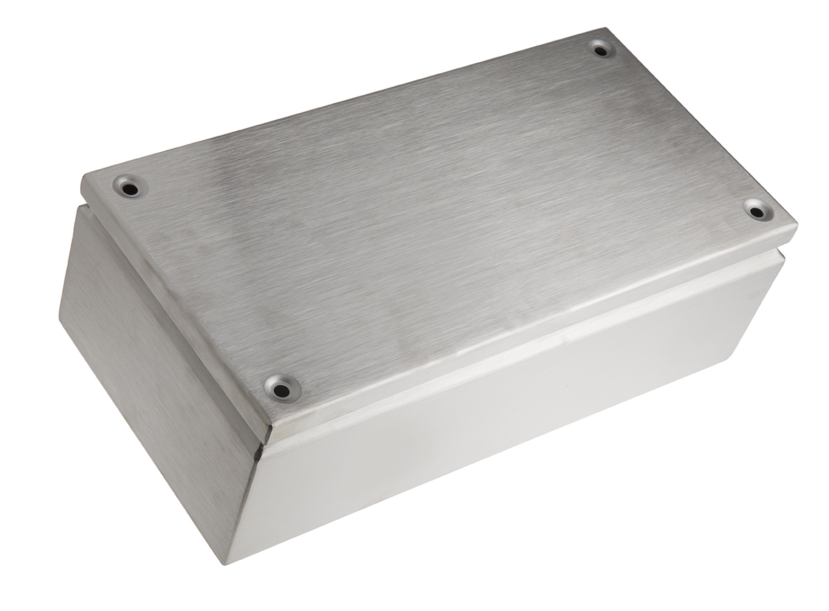 RS PRO TLX Series Unpainted Stainless Steel Terminal Box, IP66, 400 mm, 200mm 120 mm