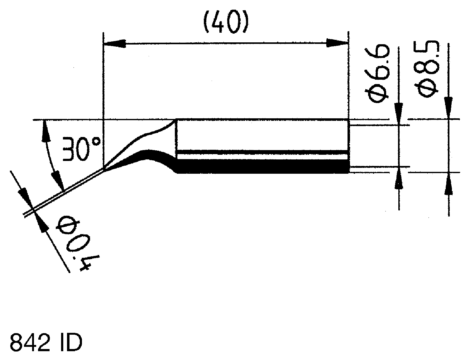 Ersa 0.4 mm Conical 40 mm Soldering Iron Tip for use with Power Tool