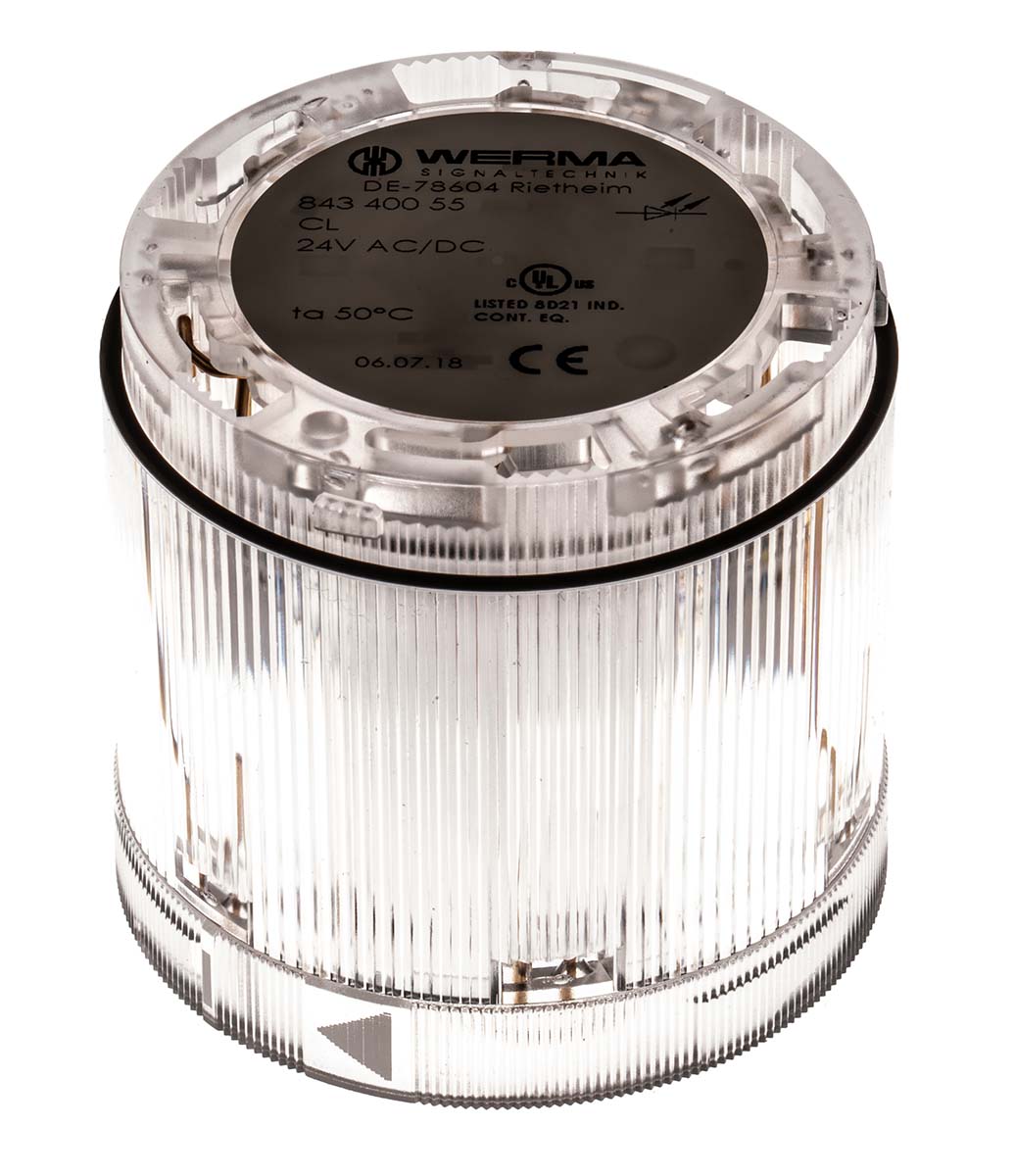 Werma KombiSIGN 70 Series Clear Steady Effect Beacon Unit, LED Bulb 24V, AC/DC, IP54