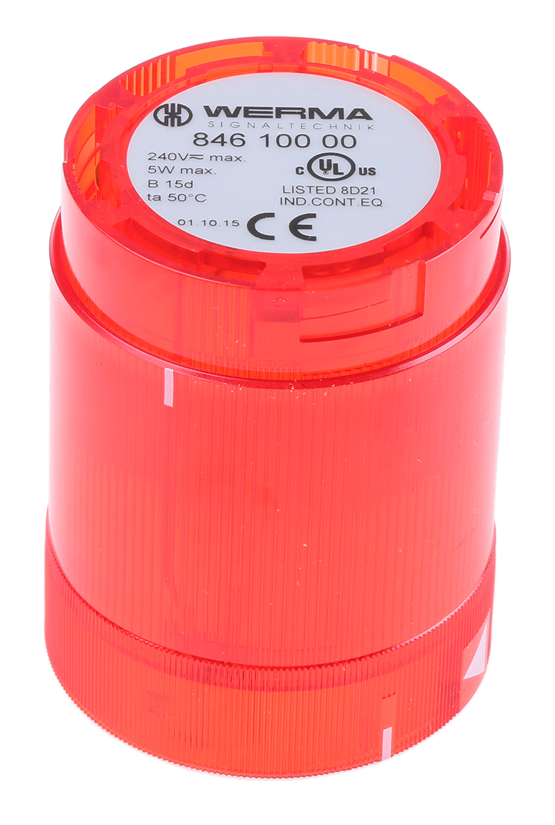 Werma 846 Series Red Steady Effect Beacon Unit, Filament Bulb 230V ac/dc, AC/DC, IP54