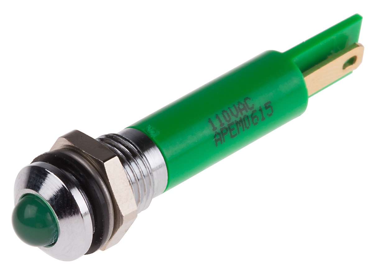 RS PRO Green Panel Mount Indicator, 110V ac, IP67