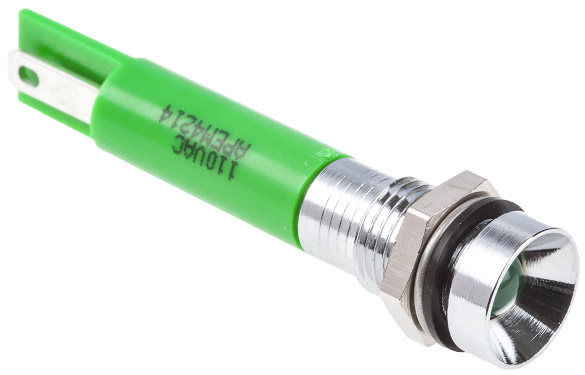 RS PRO Green Panel Mount Indicator, 110V ac, IP67