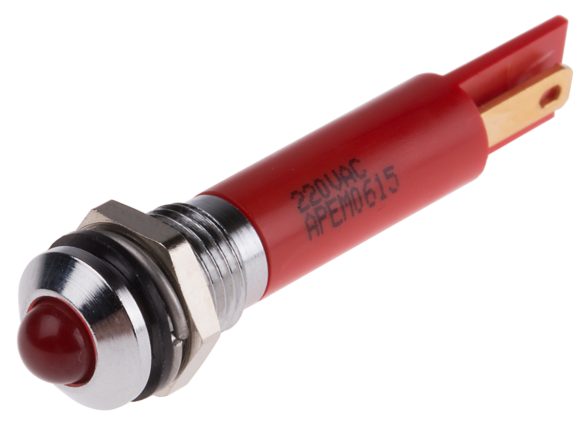 RS PRO Red Panel Mount Indicator, 220V ac, IP67