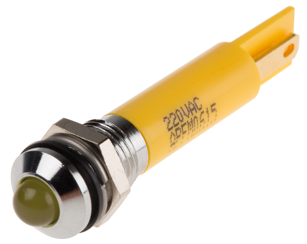 RS PRO Yellow Panel Mount Indicator, 220V ac, IP67