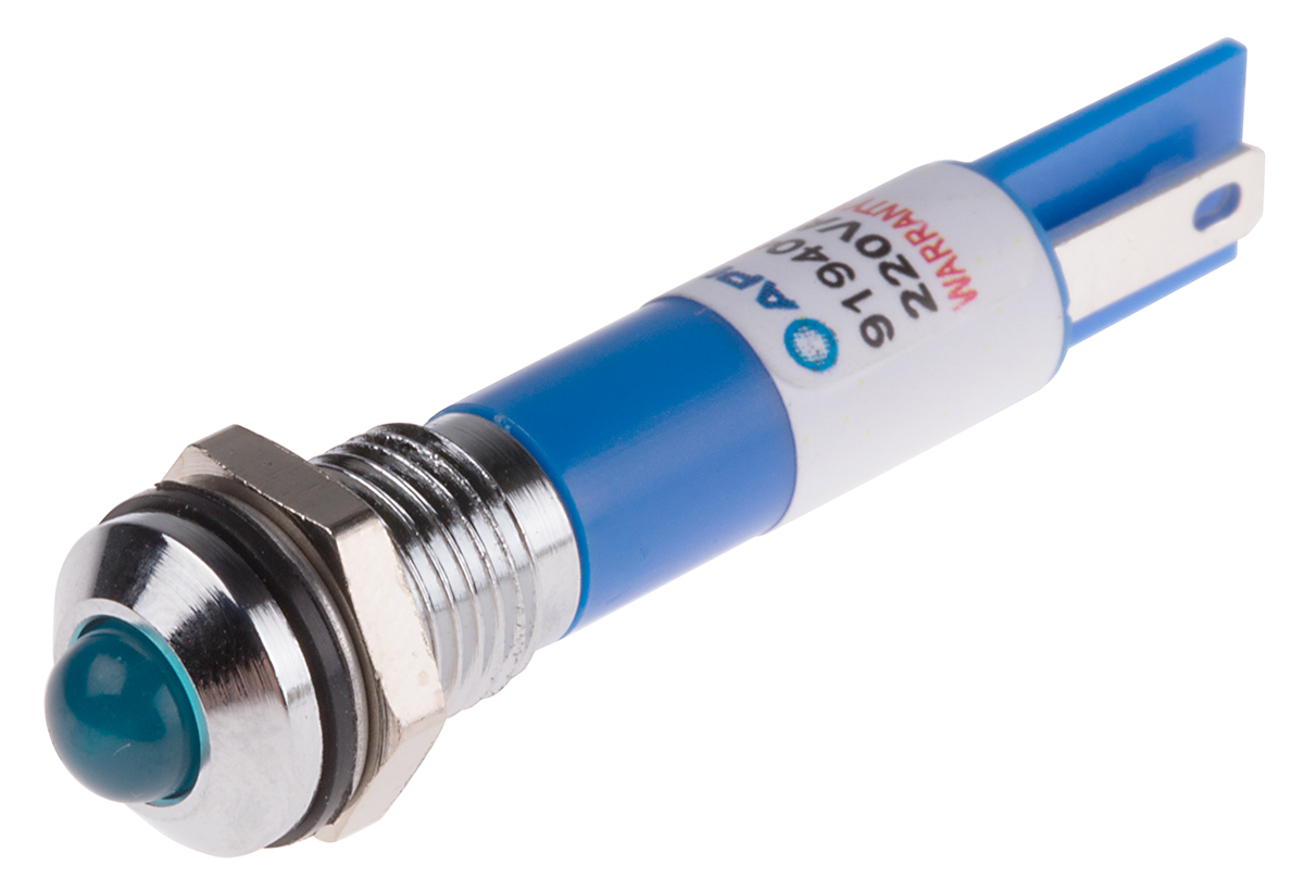 RS PRO Blue Panel Mount Indicator, 220V ac, IP67