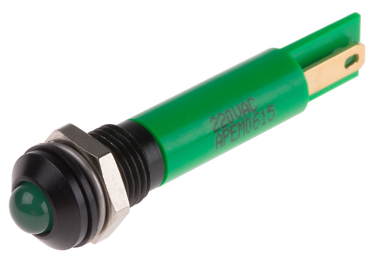 RS PRO Green Panel Mount Indicator, 220V ac, IP67