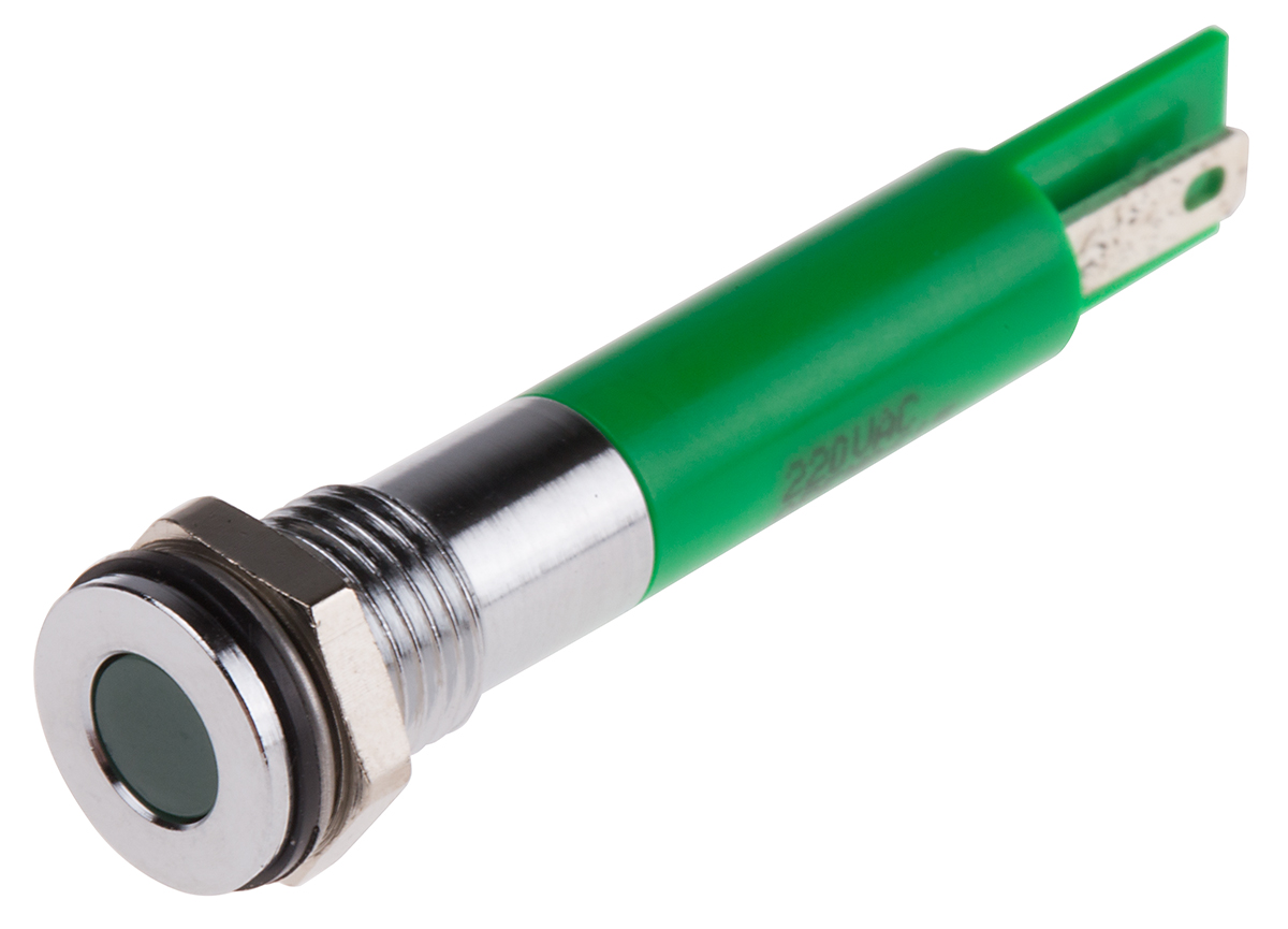 RS PRO Green Panel Mount Indicator, 220V ac, IP67