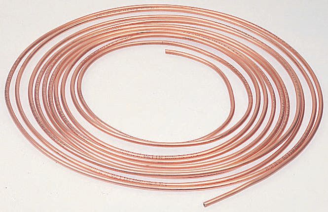 RS PRO 77 bar 10 m Long Copper Pipe, 9.5 mm OD
