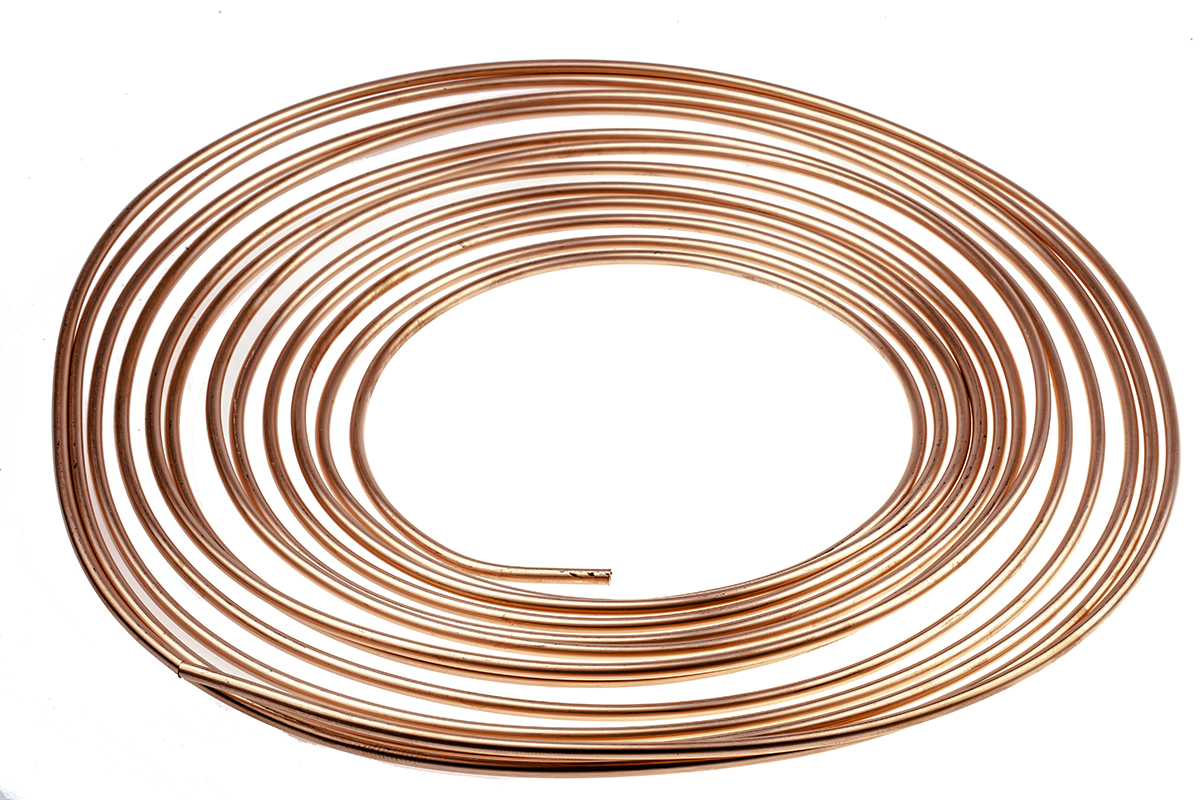 RS PRO 138 bar 10 m Long Copper Pipe, 5 mm OD