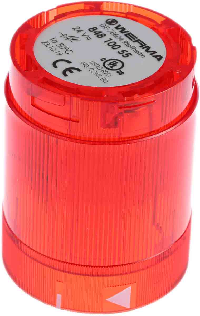 Werma 848 Series Red Steady Effect Beacon Unit, LED Bulb 24V ac/dc, AC/DC, IP54