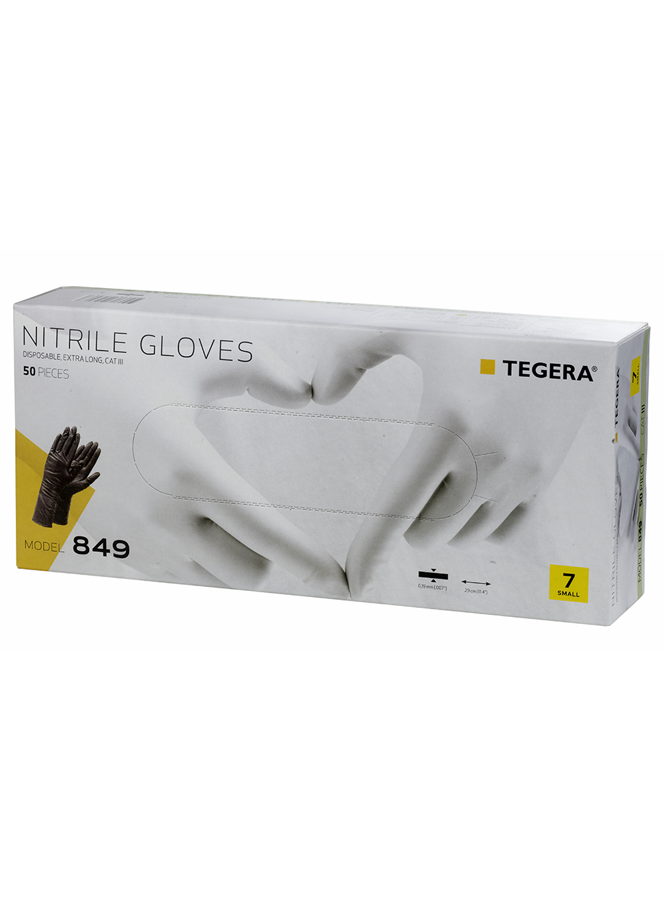 849-10 Tegera Tegera 849 Black Nitrile Disposable Gloves, Size XL, 50 per Pack