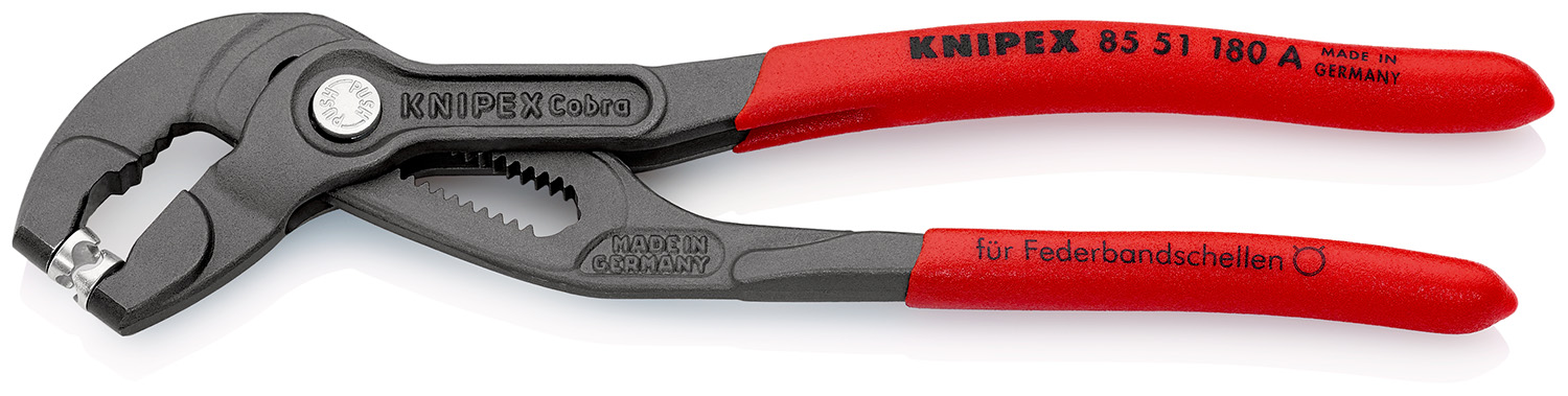 Knipex 1-Piece Hose Clamp Plier, 180 mm Overall Serrated, 50mm Jaw