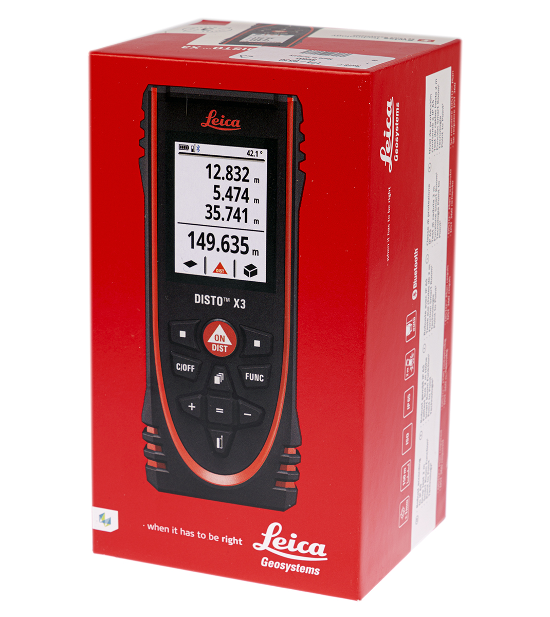 850833 Leica Laser Measure, 0.05 to 150 m Range, ±1.0 mm Accuracy