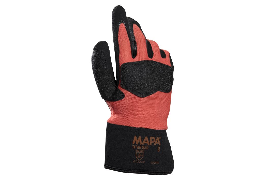 Mapa TITAN 850 Red Nitrile Work Gloves, Size 10, Nitrile Coating