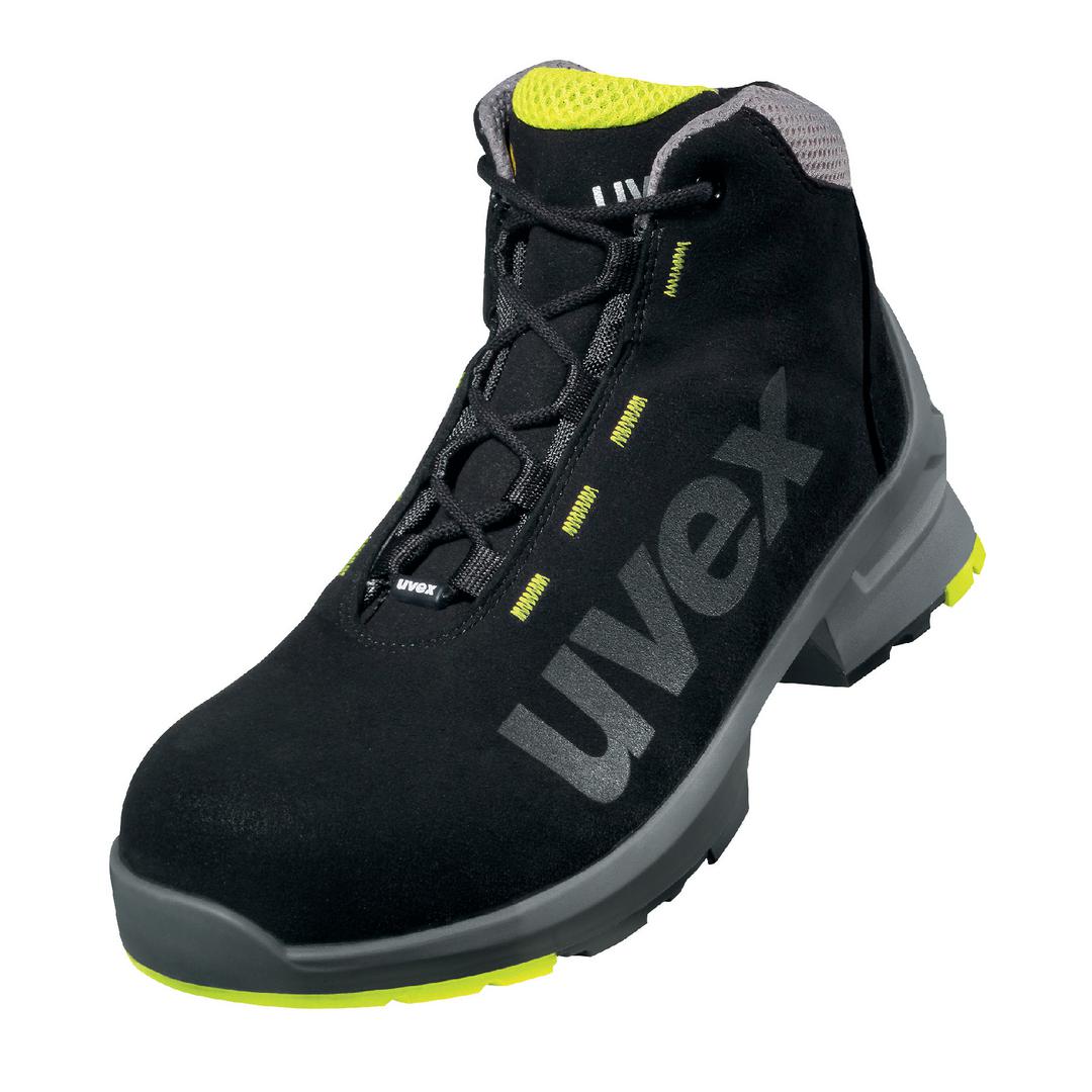 uvex Uvex 1 Black, Grey, Yellow Composite Toe Capped Unisex Safety Boots 13, EU 48 EN ISO 20345:2011