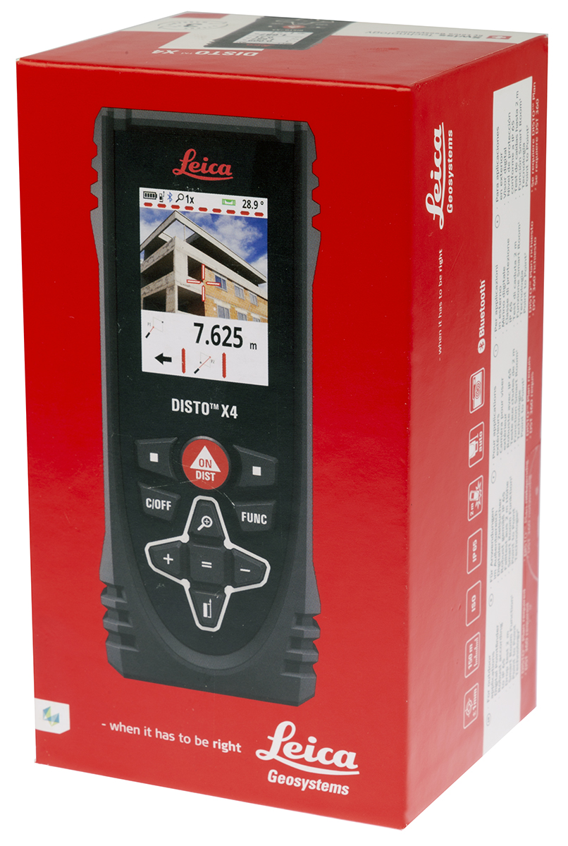 855107 Leica X4 Laser Measure, 0.05/150 μm Range, ±1 mm Accuracy