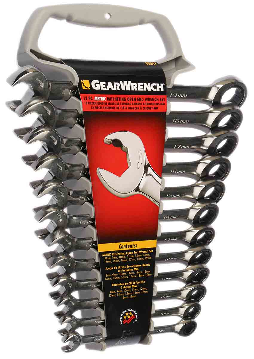 85597 GearWrench 12-Piece Spanner Set, 8 to 19 mm, Alloy Steel