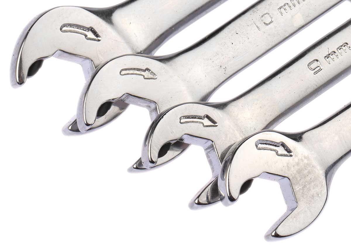 85597 GearWrench 12-Piece Spanner Set, 8 to 19 mm, Alloy Steel