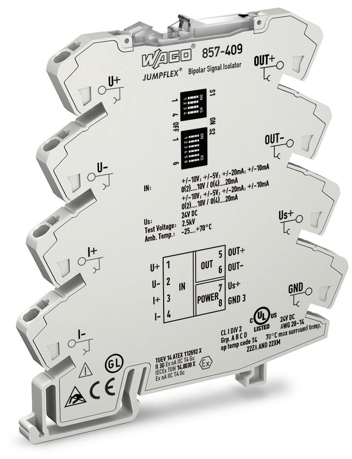 857-409 WAGO 1-Channel Isolation Amplifier, 8-Pin 24 V DIP