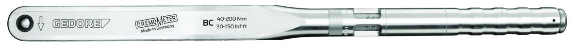 Gedore Click Torque Wrench, 40 To 200 Nm, 1/2 in Drive, Square Drive, 551mm Overall