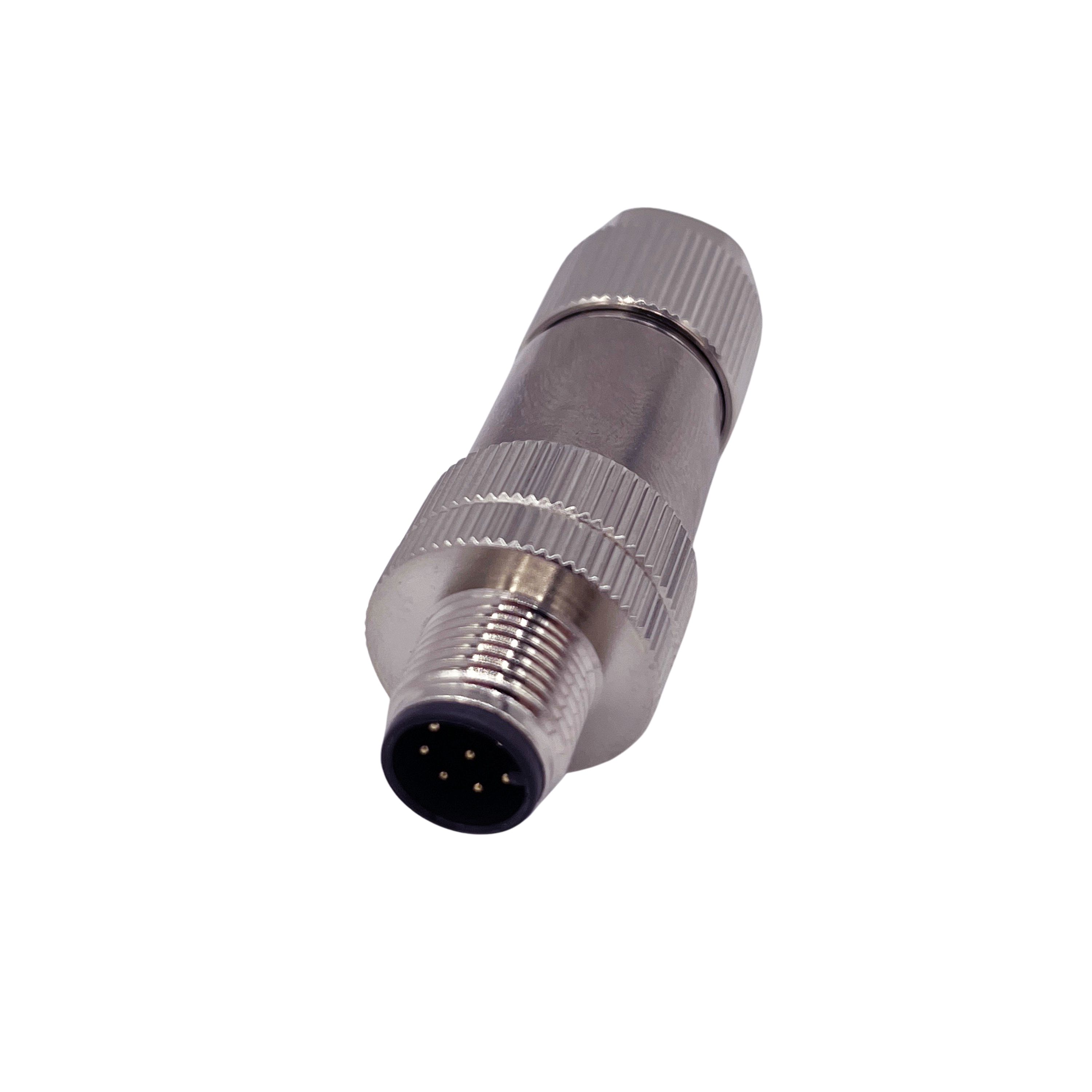 Norcomp Circular Connector, 8 Contacts, Free Hanging, M12 Connector, Plug, Male, IP66, M12 Series