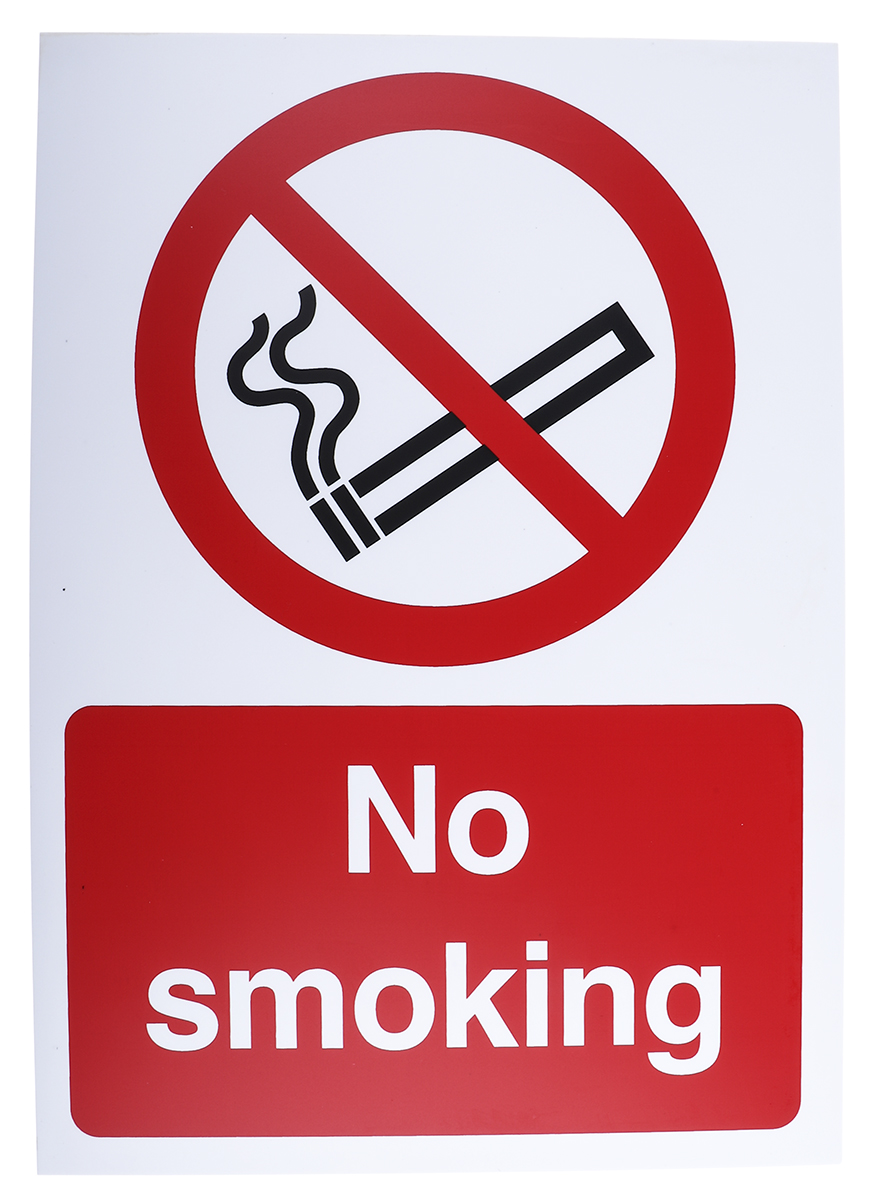 RS PRO Plastic No Smoking Prohibition Sign, English