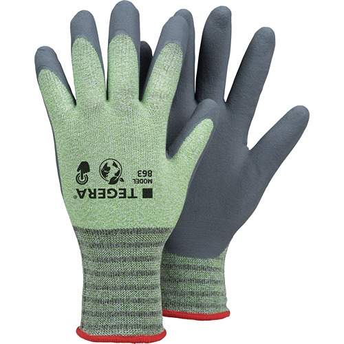 Tegera TEGERA Green, Grey Spandex, Recycled Polyester Work Gloves, Size 9, Nitrile Foam Coating