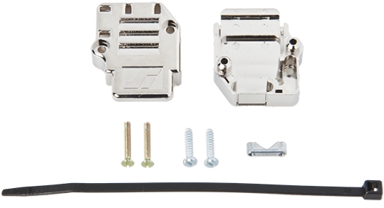 Amphenol Communications Solutions 863093C Series Thermoplastic Angled, Straight D-Sub Backshell, 9 Way Strain Relief