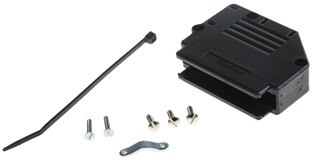 Amphenol Communications Solutions 863093C Series Thermoplastic Angled, Straight D-Sub Backshell, 37 Way Strain Relief