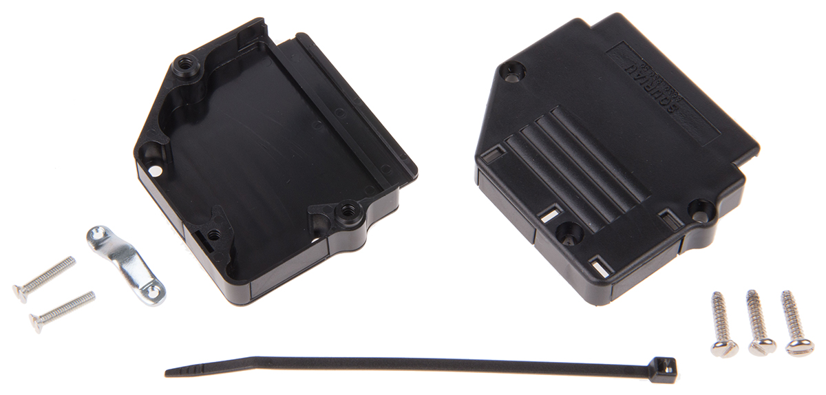 863093c50alf Amphenol Communications Solutions 863093C Series Thermoplastic Angled, Straight D-Sub Backshell, 50 Way Strain Relief
