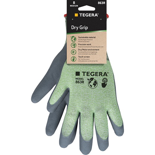 Tegera TEGERA Grey, Green Spandex, Recycled Polyester Work Gloves, Size 10, Nitrile Foam Coating