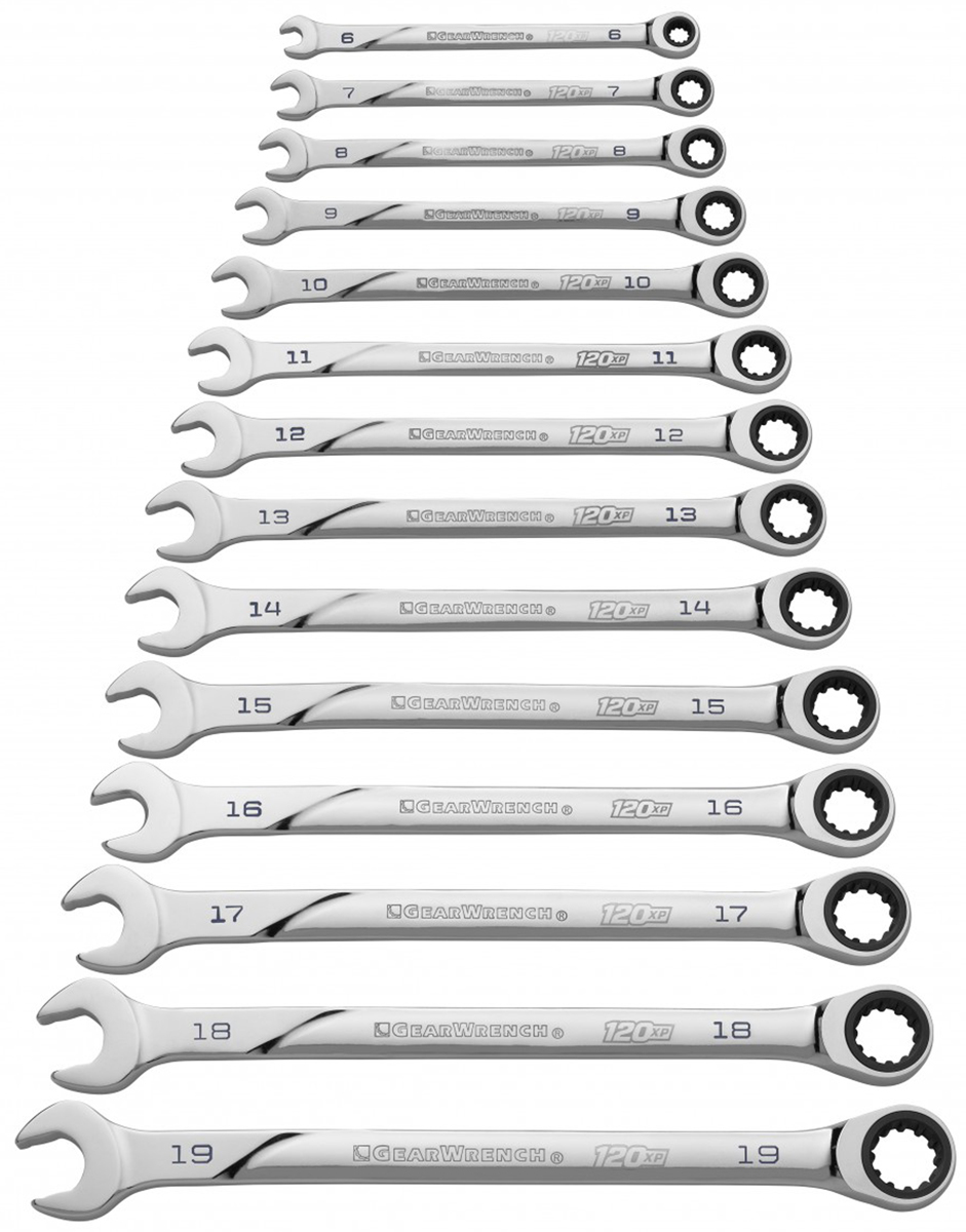 GearWrench 14-Piece Combination Ratchet Spanner Set, 6 to 19 mm, Steel