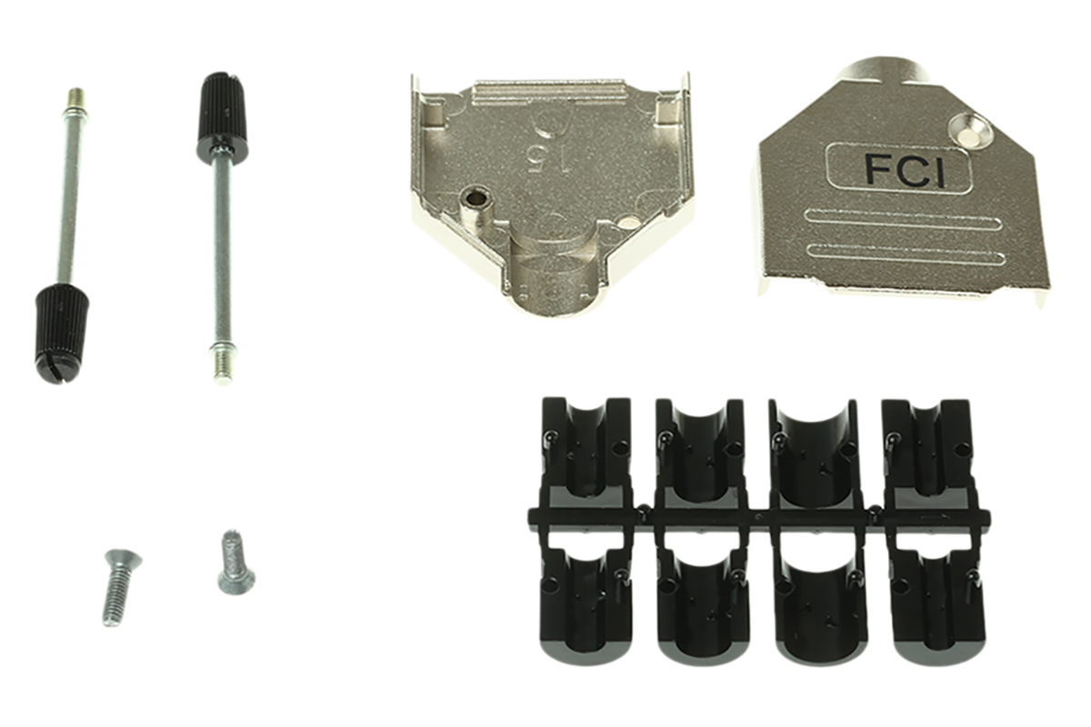 Amphenol Communications Solutions 8655MH Series Die Cast Zinc Straight D-Sub Backshell, 15 Way Strain Relief