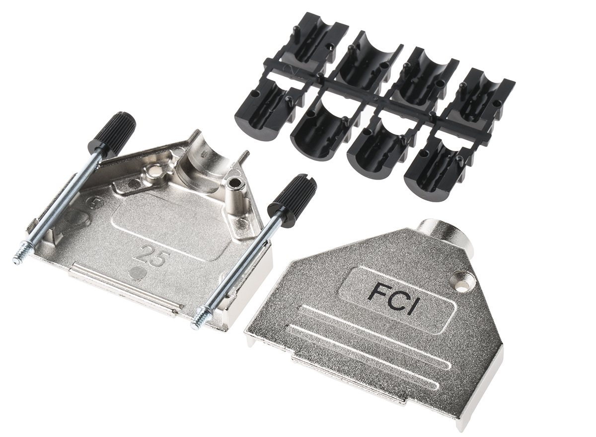 Amphenol Communications Solutions 8655MH Series Die Cast Zinc Straight D-Sub Backshell, 25 Way Strain Relief