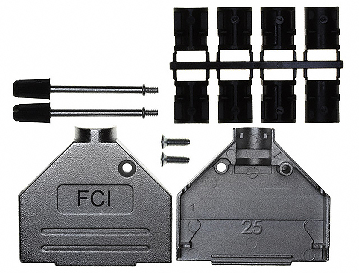 Amphenol Communications Solutions 8655MH Series Die Cast Zinc Straight D-Sub Backshell, 25 Way Strain Relief