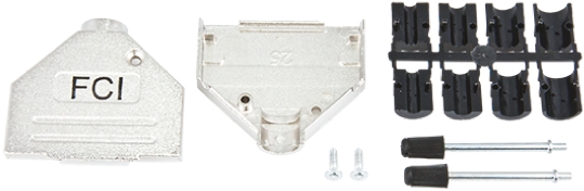 Amphenol Communications Solutions 8655MH Series Die Cast Zinc Straight D-Sub Backshell, 25 Way Strain Relief
