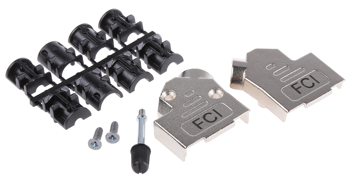 Amphenol Communications Solutions 8655MHR Series Die Cast Zinc Angled D-Sub Backshell, 9 Way Strain Relief