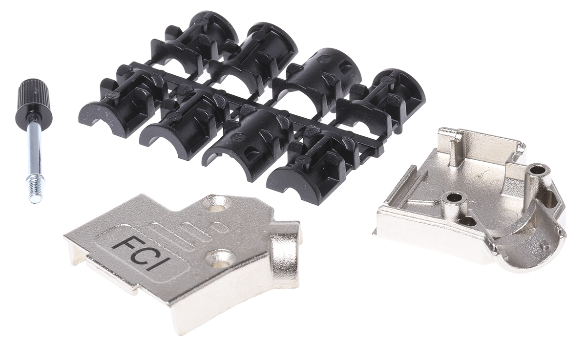 Amphenol Communications Solutions 8655MHR Series Die Cast Zinc Angled D-Sub Backshell, 9 Way Strain Relief