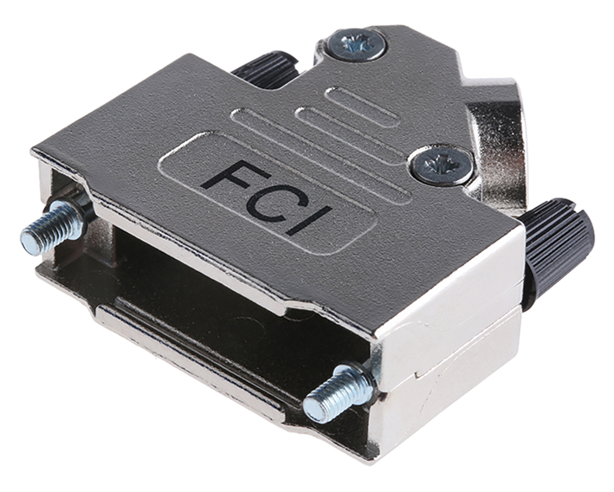 Amphenol Communications Solutions 8655MHR Series Die Cast Zinc Angled D-Sub Backshell, 15 Way Strain Relief