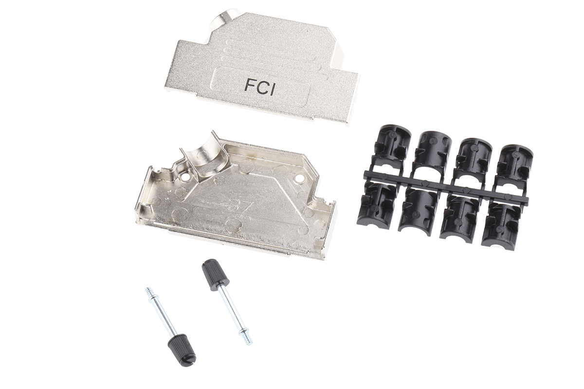 Amphenol Communications Solutions 8655MHR Series Die Cast Zinc Angled D-Sub Backshell, 37 Way Strain Relief
