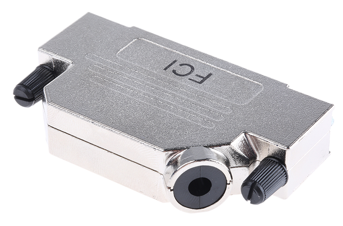 Amphenol Communications Solutions 8655MHR Series Die Cast Zinc Angled D-Sub Backshell, 37 Way Strain Relief